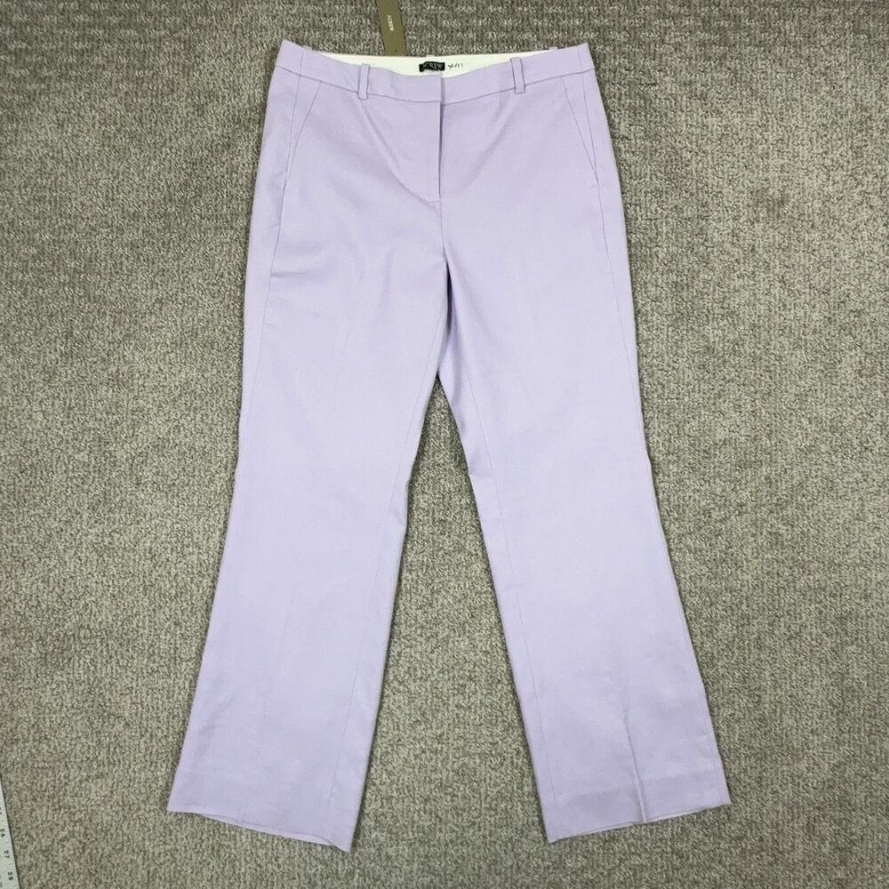 J Crew Pants Womens 4 Purple Linen Blend Straight Dress Trouser Office Career